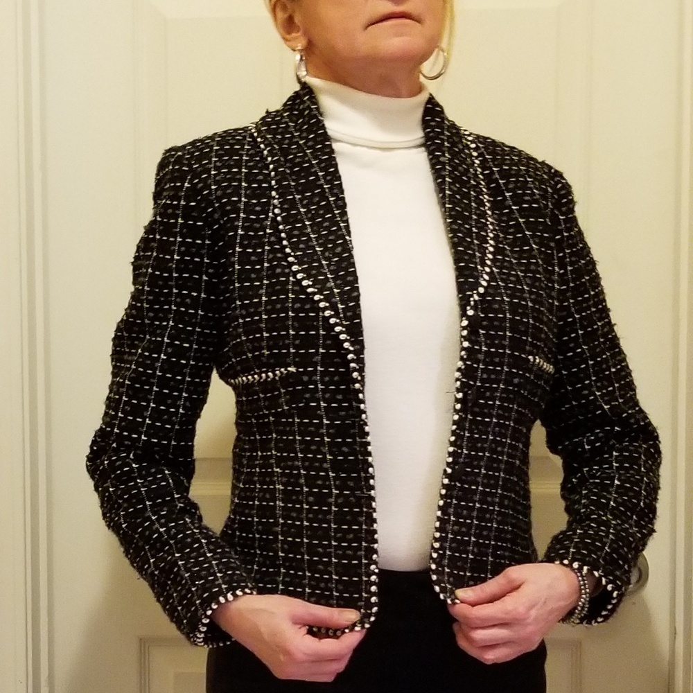 GIANCARLO FERRARI B/W/Gray Glitter Thread Jacket S - Picture 1 of 8